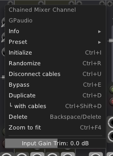 Chained Mixer Menu With //Input Gain trim// Chained Mixer Menu
